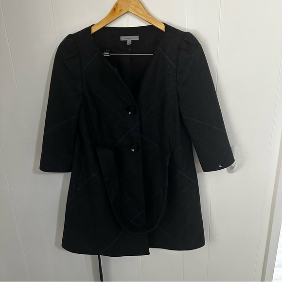 Classiques Entier Black Trench Coat with Three-Quarter Sleeves - Picture 1 of 4